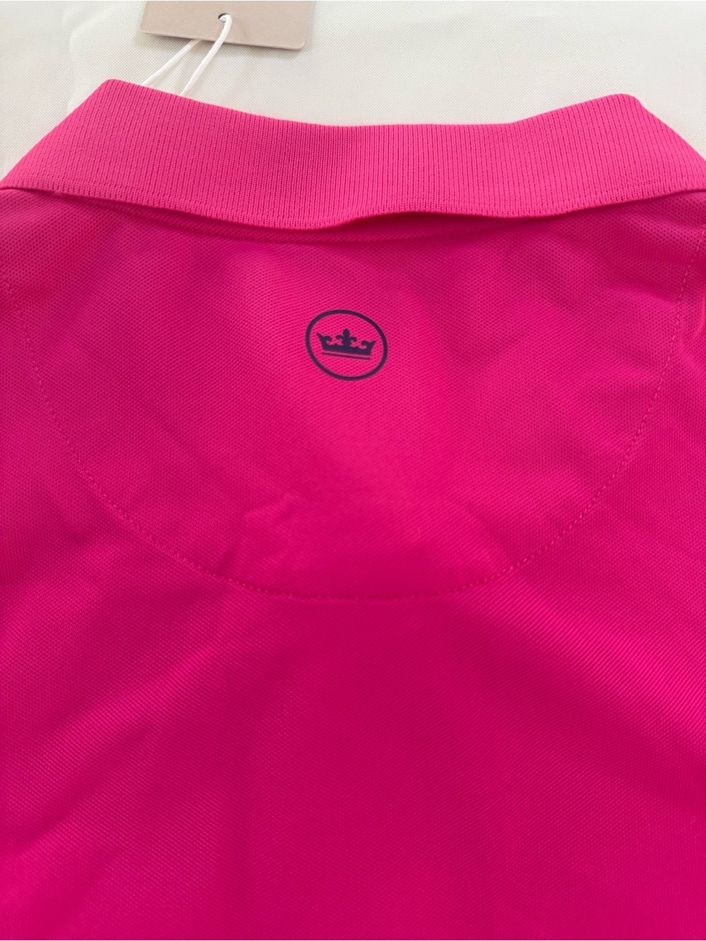 Peter Millar Women's Bright Pink Short-Sleeve Polo with Navy Trim - Picture 6 of 6